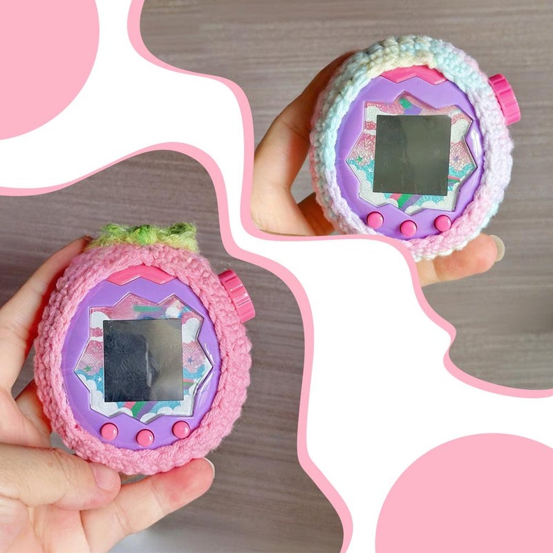 Hand-Knitted Yarn Case compatible with Tamagotchi Paradise, Crochet Protective Cover Cozy Cute Style Soft Shell for Electronic Pet Machine (Style G) - Image 4